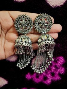 Silver Jhumka Earrings