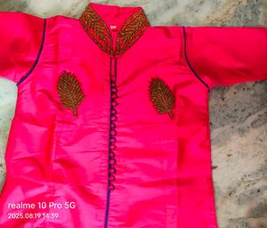 New Pink Embroidered  Kurta With Skirt