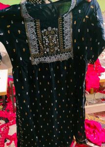 Black Printed Kurti with Side Slits