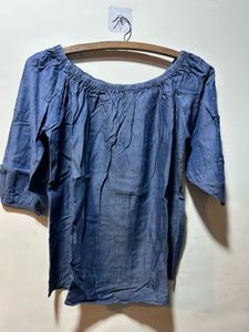 Chambray Off-the-Shoulder Top