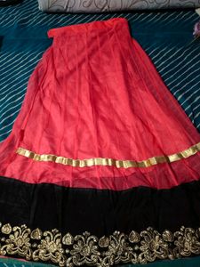 Pink Ghagra Black Border