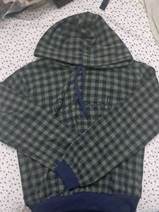 Checked Crop Hoodie
