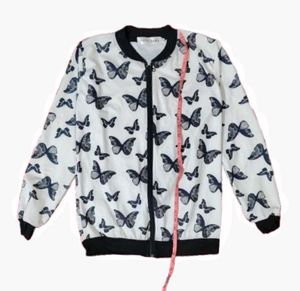 Butterfly Print Bomber Jacket