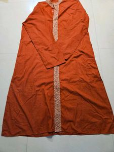 Rust Kurta With Lace Patti