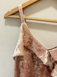 MANGO Velvet Ruffle Cami Top