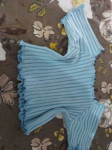 Cute Ruffled Light Blue Top