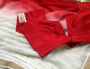 Woww Red Shady Saree With Patchwork