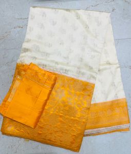 Unused Offwhite Art Silk Saree