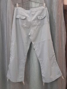 Sky blue Cotton Capri Cargos With Adjustable Waist