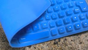 Flexible Rubber Keybord On Bed Typing