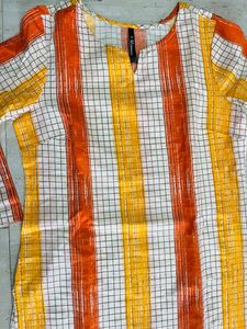 Here &amp; Now : Best Quality Kurta , With Orange Yell