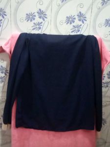 Navy Top with Bow Collar