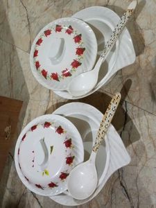 Two Donga  With Lid Set And Two Rice Spoon