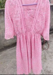 Pink Floral Midi Dress