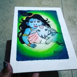 Krishna Painting On Canvas 6x8"