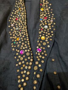 80s/90s Vintage Bijou Stud Embellished Twill jacke