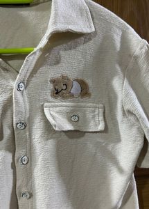 Cute Bear Applique crop shirt