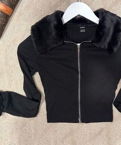 Shein Fur Trim Cardigan