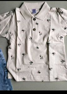 Denim Joggers+ T Shirt