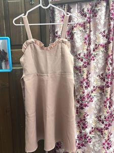 Pink Ruffle Trim Mini Dress