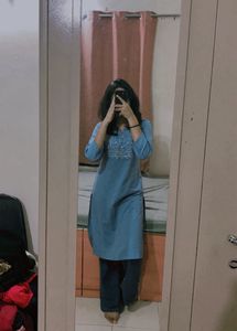 Blue Embroidered Kurta🥰