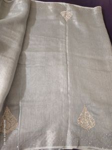 New Tissue Silk Saree- Silver Color