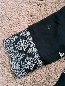 New Elegant Black Embroidered Kurta Set