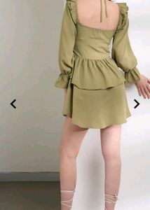 Shein flounce sleeve ruffled mini skater dress