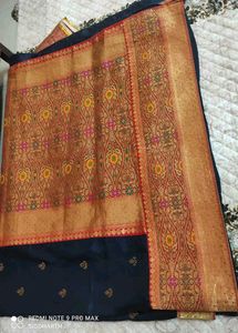 Beautiful Navy Blue Silk Saree With Sirowsky Work