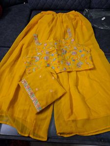 Yellow Embroidered Kurta Set  sizes available