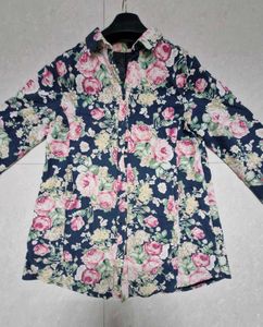 MediumTrench Coat Jacket /Trenchcoat Floral Retro