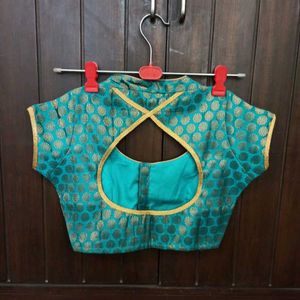 Elegant Teal Brocade Blouse