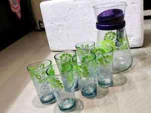 Floral Pitcher and Glass Set