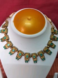 Handmade Terracotta Teal Blue Choker