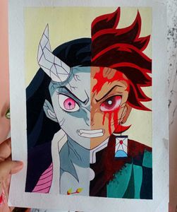 Tanjiro And Nezuko Acrylic Painting