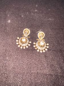 Elegant Gold Tone &amp; Pearl Earrings
