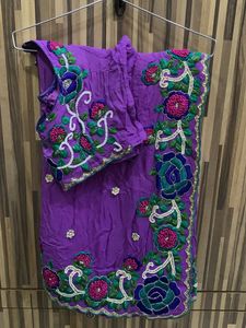 Embroidered Purple saree