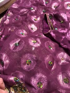 Heavy Embroidered Purple Saree With Blouse