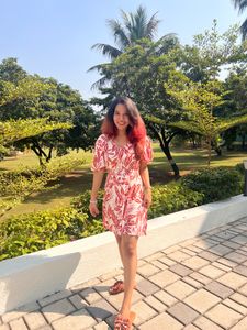 Floral Orange White Dress