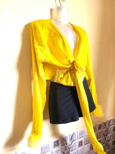 BOGO🎁Buy One Get 1 Free🎁Yellow Tie-Front Top