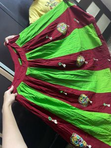 Striped Embroidered Skirt