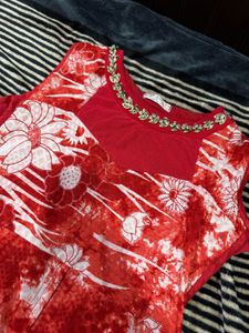 Red Fancy Party Wear Kurta
