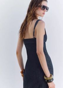 ZARA Z1975 STRAPPY DENIM MIDI DRESS