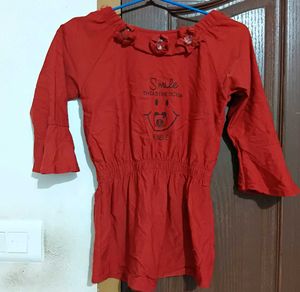 Red Ruffle Sleeve Top