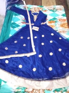 Blue Embellished Anarkali Suit