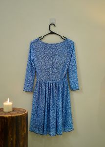 Blue Printed Mini Dress