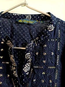 Navy Blue Anarkali women kurta