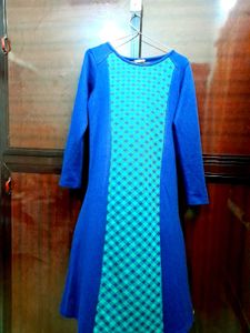 Dark violent and green A-line dress