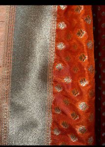 Pure Banarasi Orange &amp; Gold Dupatta
