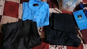 Light BluePrint Shirt - Size XL With 2Formal Pant